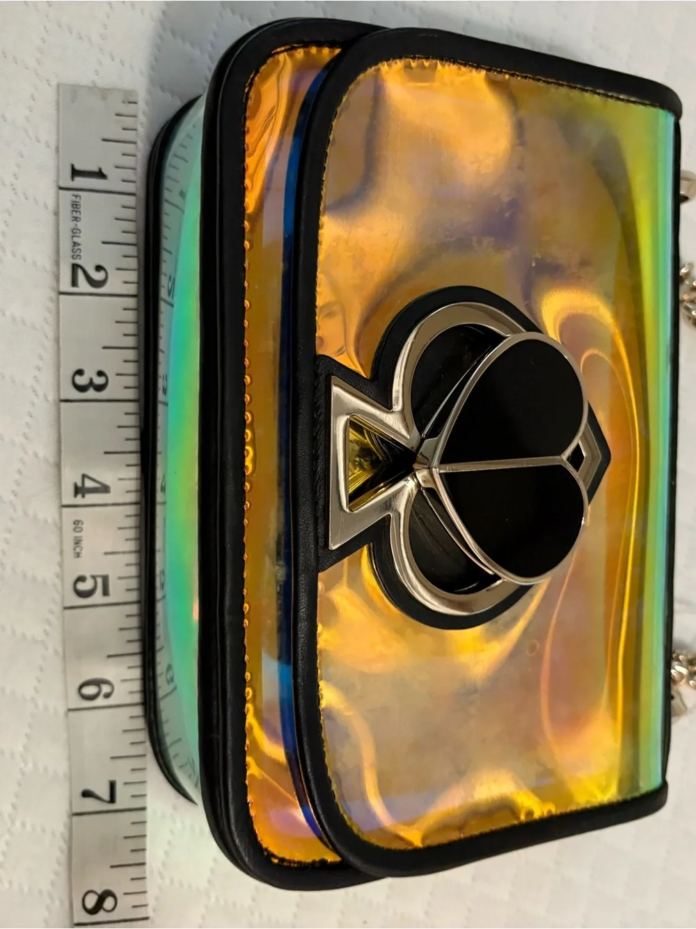 RARE Kate Spade Nicola Iridescent Holographic Heart Crossbody Flap Bag COLLECTOR